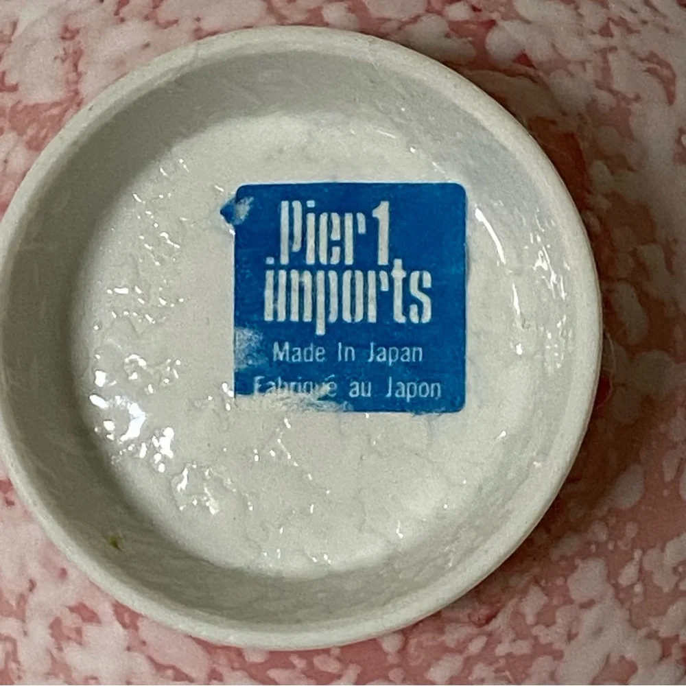 Vintage Pier 1 Imports Rice Bowls Pink Textured EUC 4.75” Splatter Ceramic